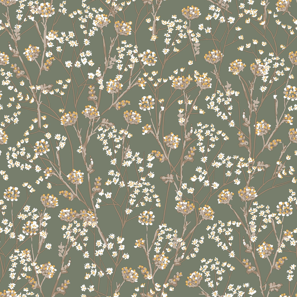 Blossom Branches Wallpaper - Sage pattern