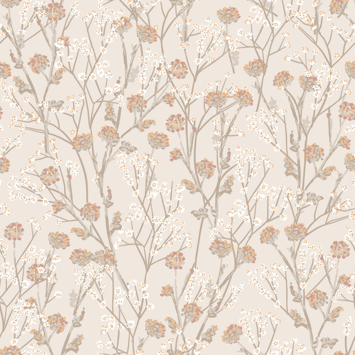 Blossom Branches Wallpaper - Beige pattern