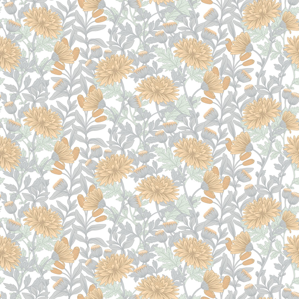 Floral Sonata Wallpaper - Yellow pattern
