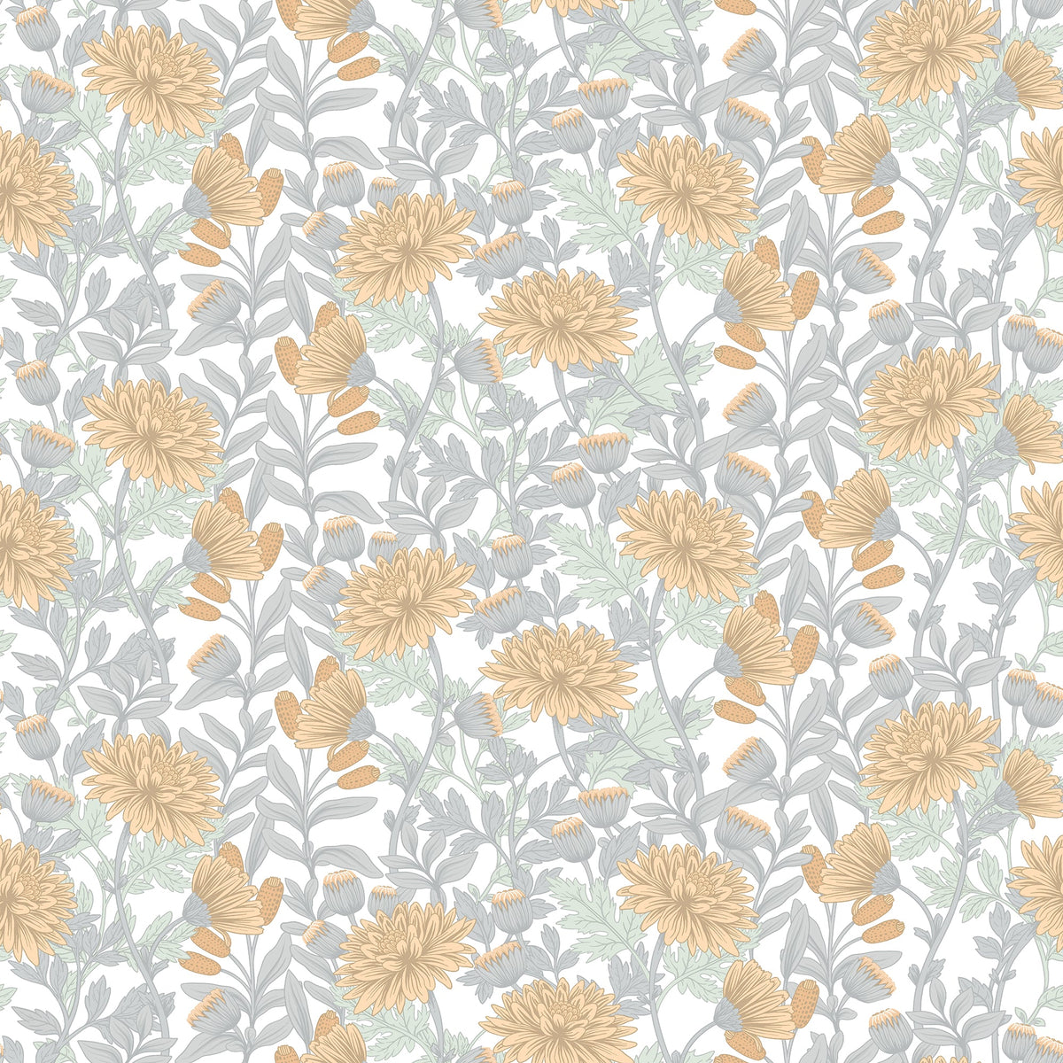 Floral Sonata Wallpaper - Yellow pattern
