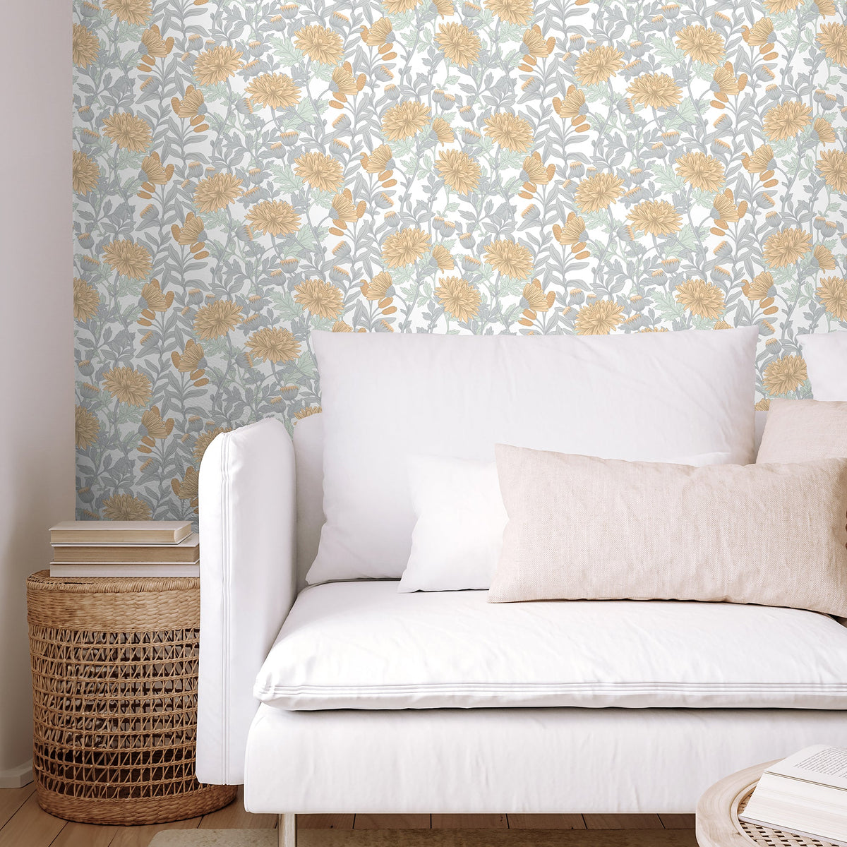 Floral Sonata Wallpaper - Yellow room view