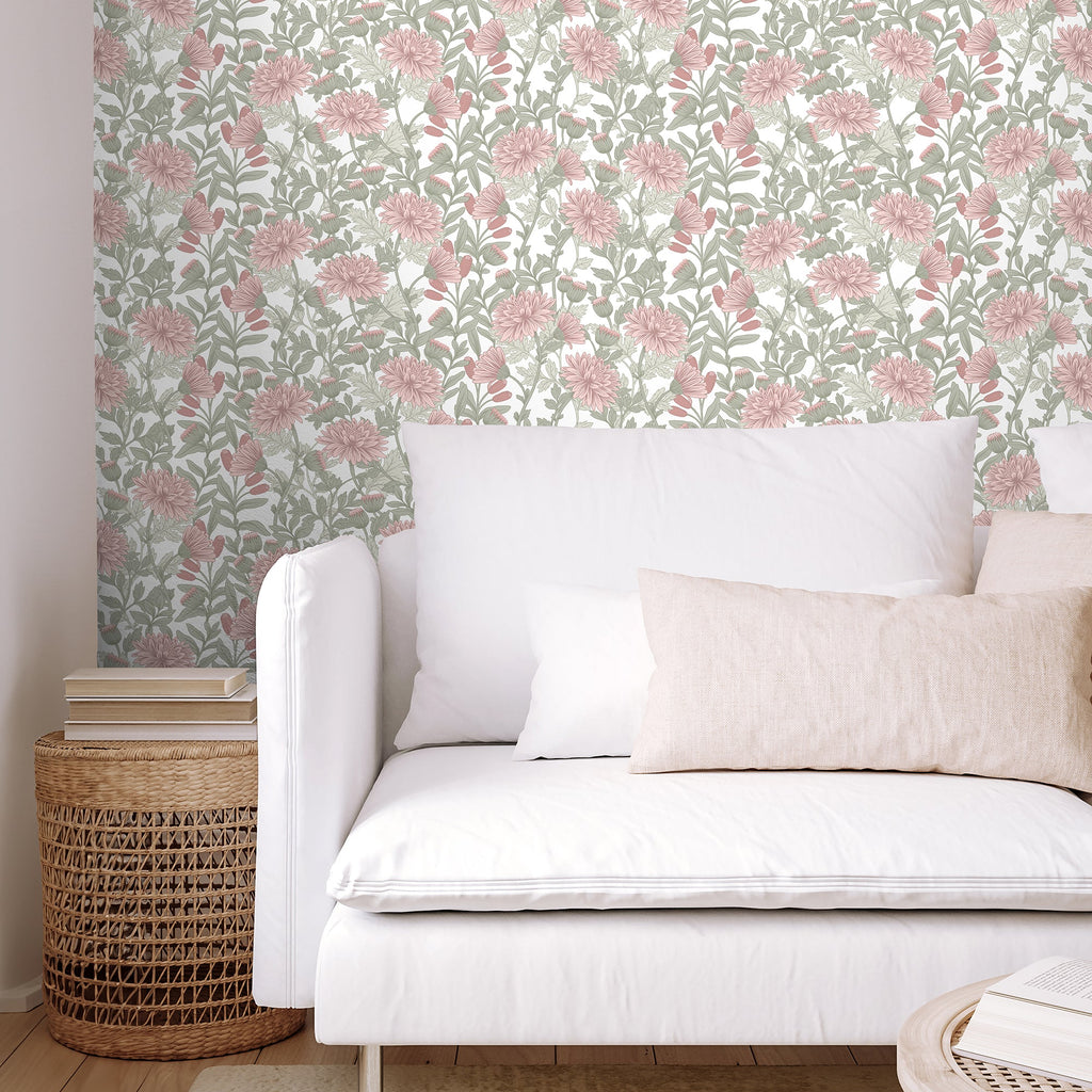 Floral Sonata Wallpaper - Pink room view