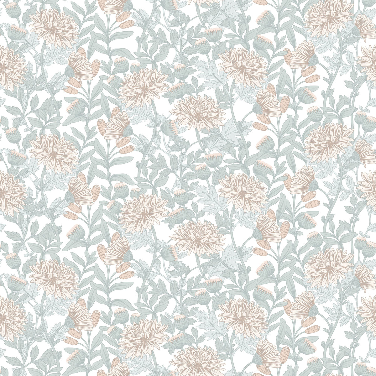 Floral Sonata Wallpaper - Beige pattern