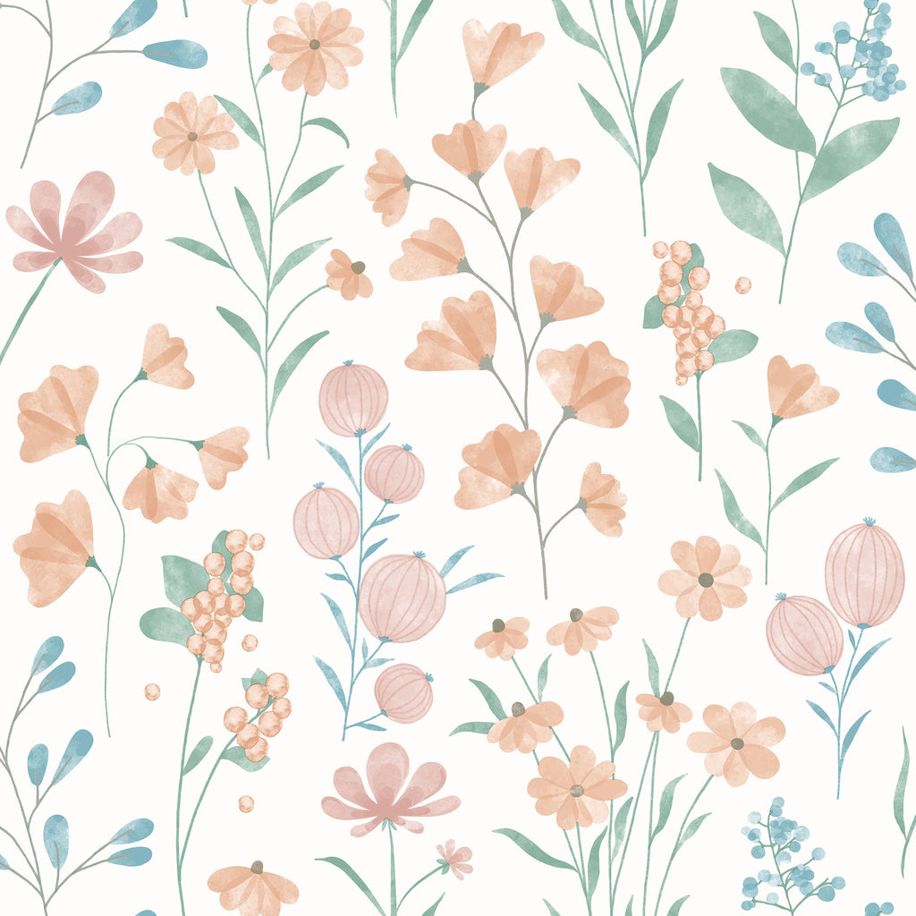 Floral Candy Wallpaper - Orange pattern