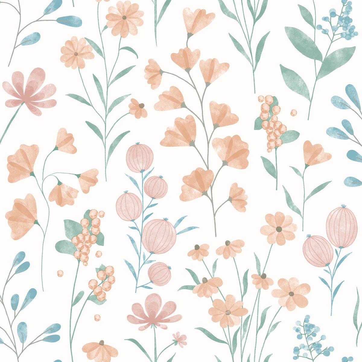 Floral Candy Wallpaper - Orange pattern