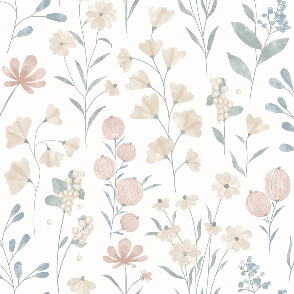 Floral Candy Wallpaper - Beige pattern