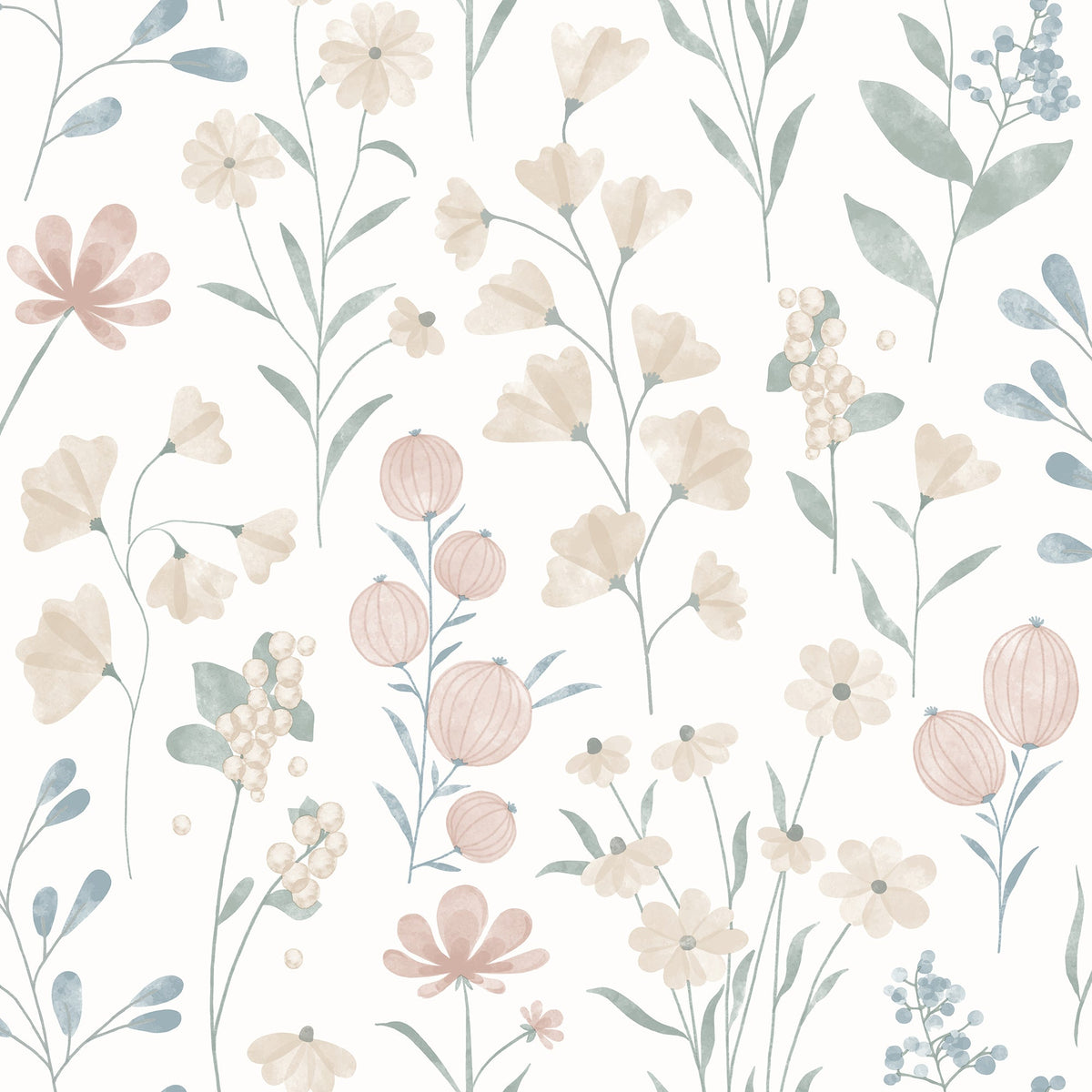 Floral Candy Wallpaper - Beige pattern