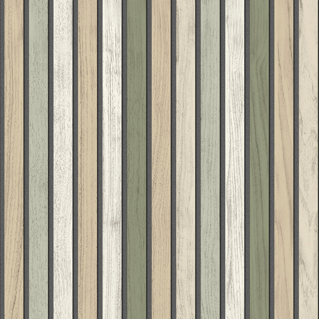 Vintage Slatwork Wallpaper - Green pattern