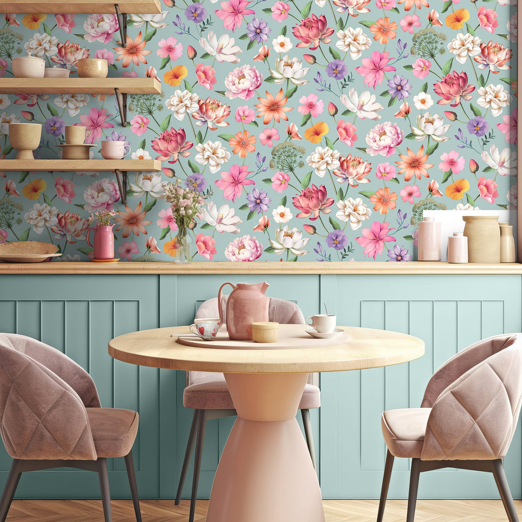 Floral Fantasia Wallpaper - Blue room view
