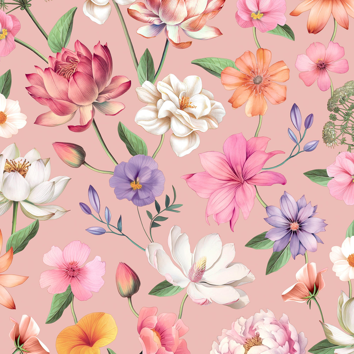 Floral Fantasia Wallpaper - Pink pattern