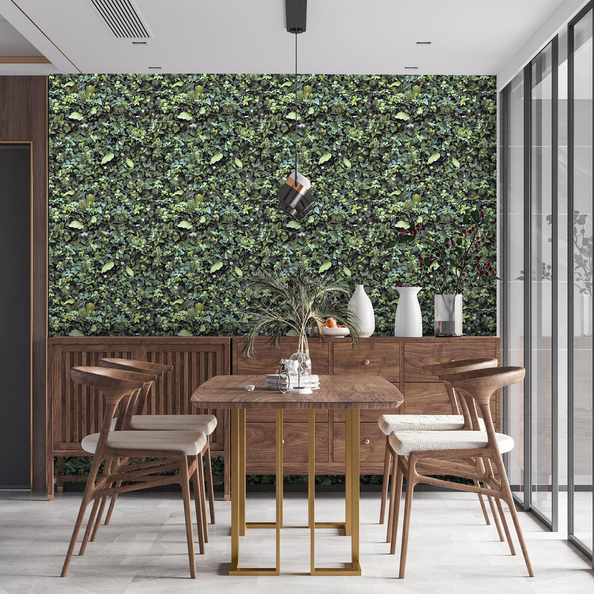 Evergreen Living Wall Wallpaper - Green room view
