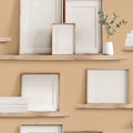 Frame Shelves Wallpaper - Mustard pattern