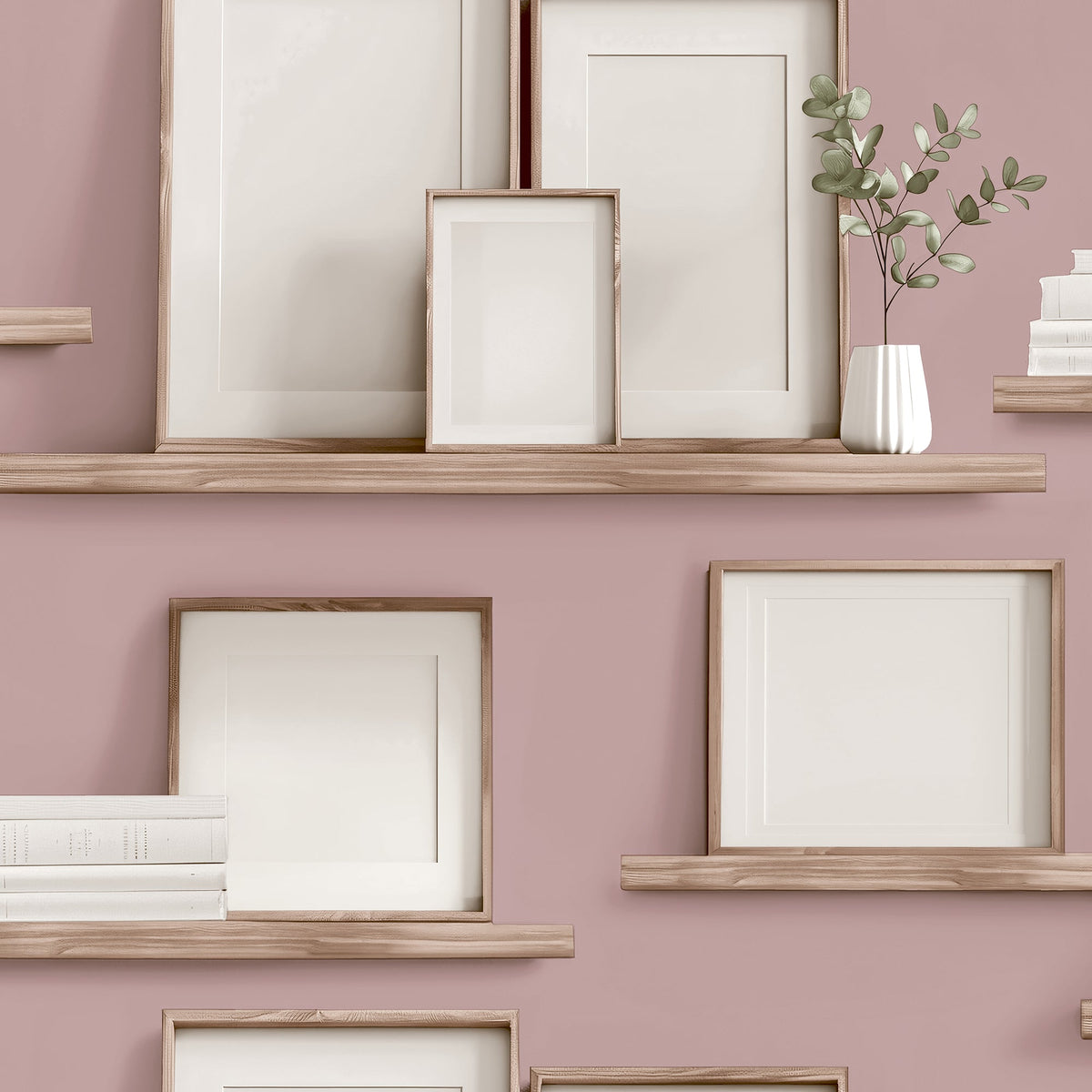 Frame Shelves Wallpaper - Pink pattern
