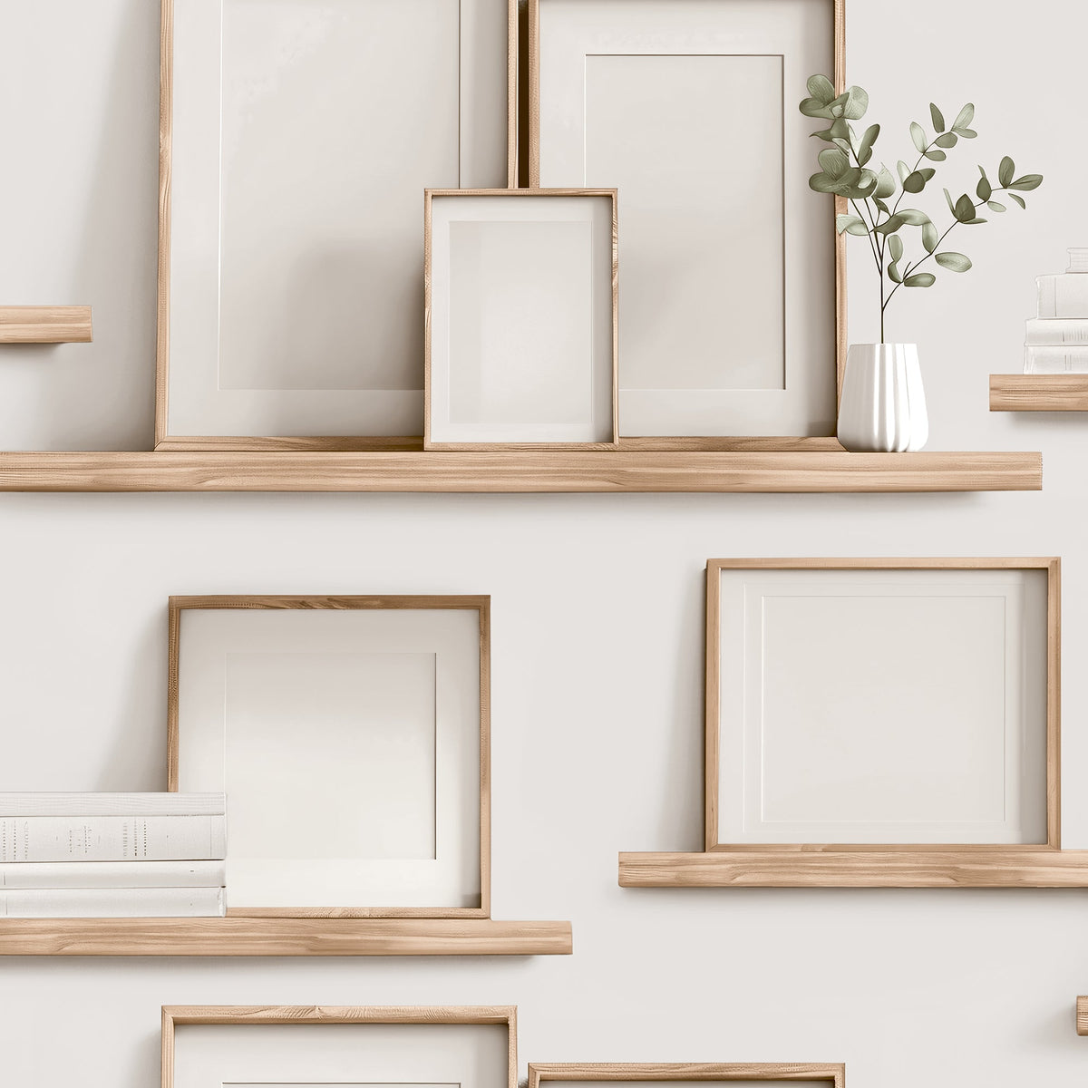Frame Shelves Wallpaper - Beige pattern