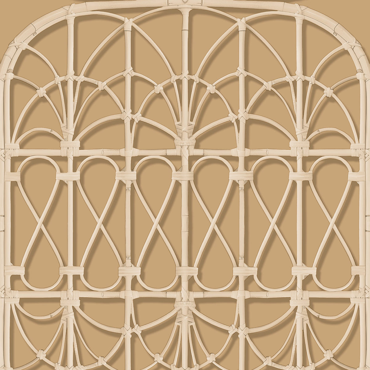 Lattice Rattan Panels Wallpaper - Mustard pattern