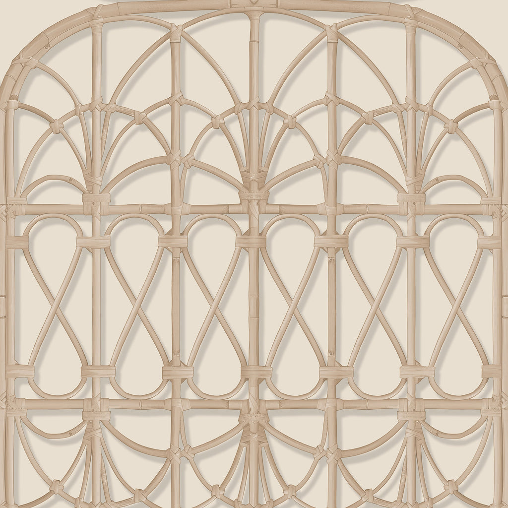 Lattice Rattan Panels Wallpaper - Beige pattern