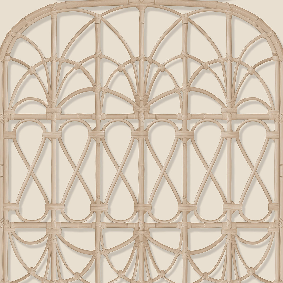 Lattice Rattan Panels Wallpaper - Beige pattern