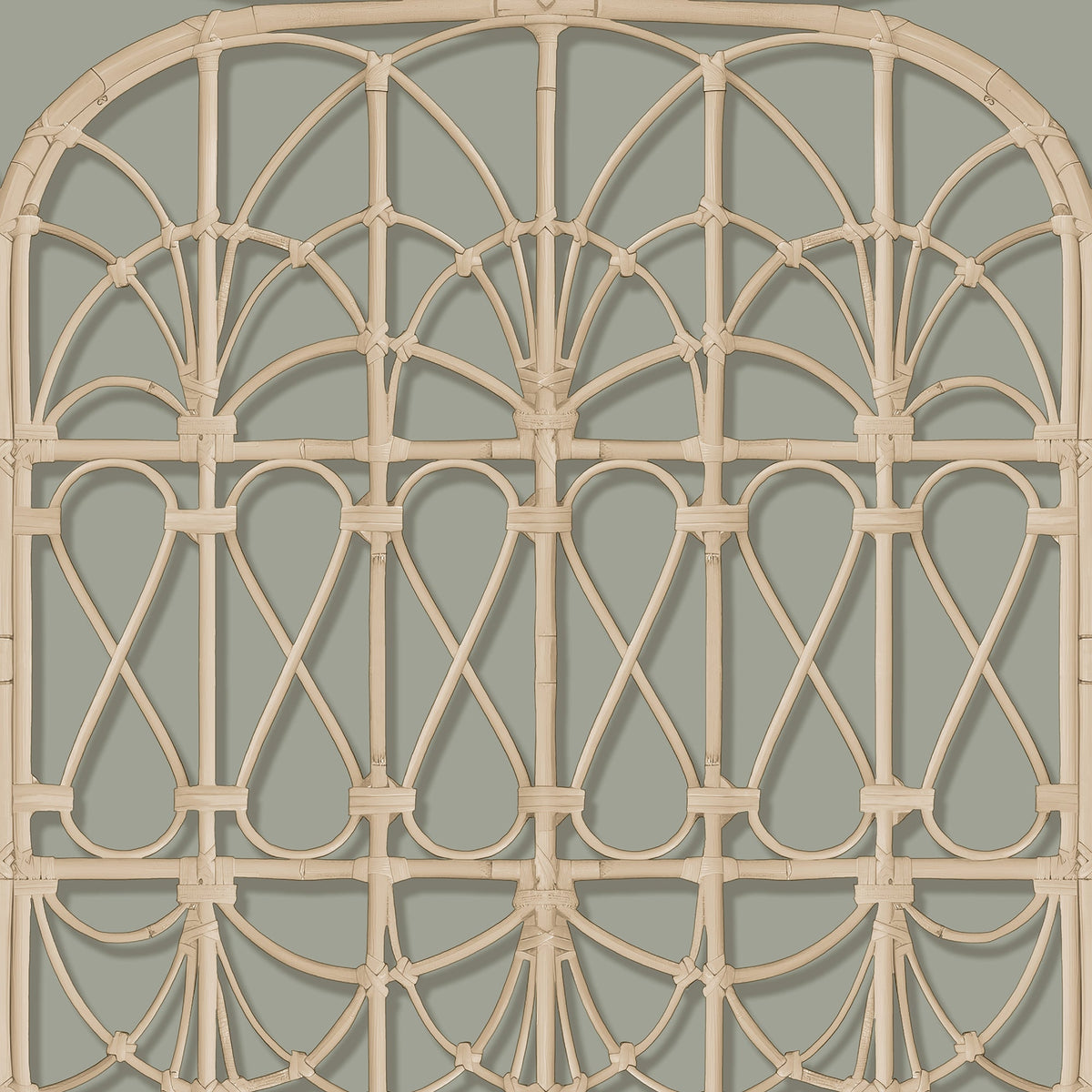 Lattice Rattan Panels Wallpaper - Gray pattern