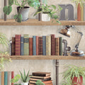 Industrial Book Nook Wallpaper - Brown pattern