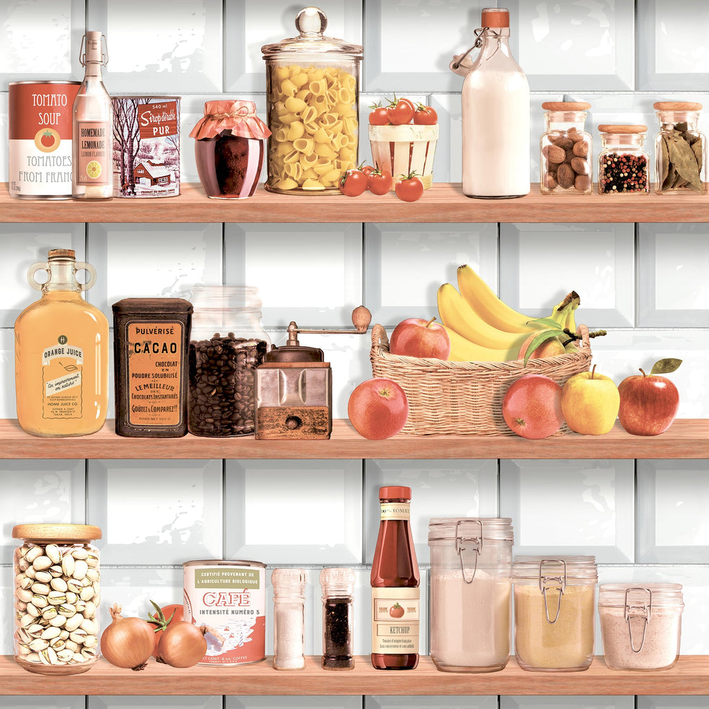 Kitchen Shelf Stories Wallpaper - Multi pattern
