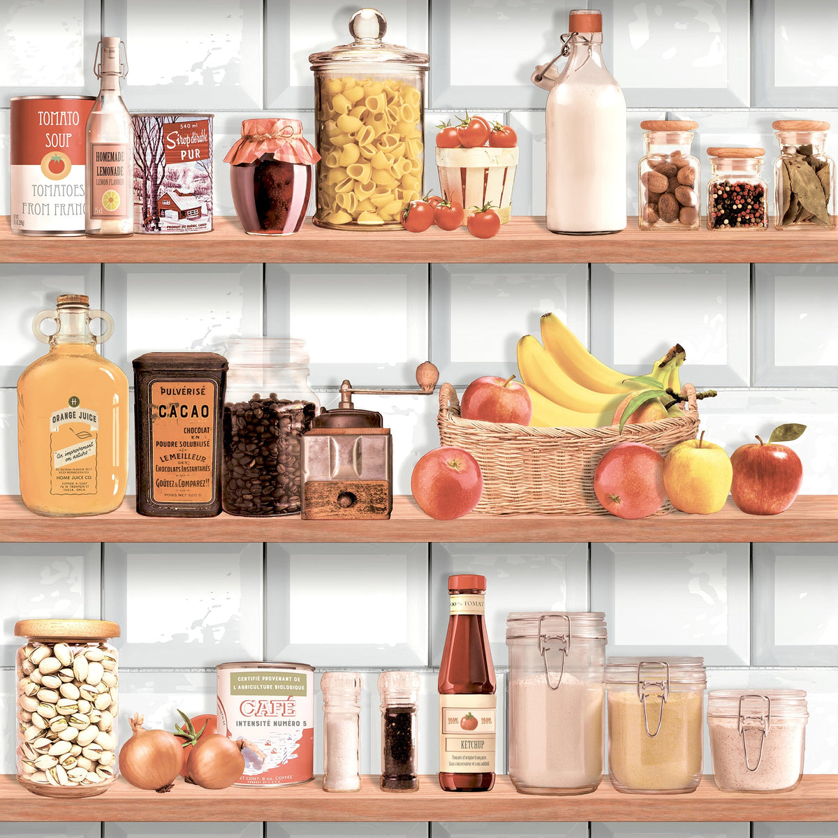 Kitchen Shelf Stories Wallpaper - Multi pattern