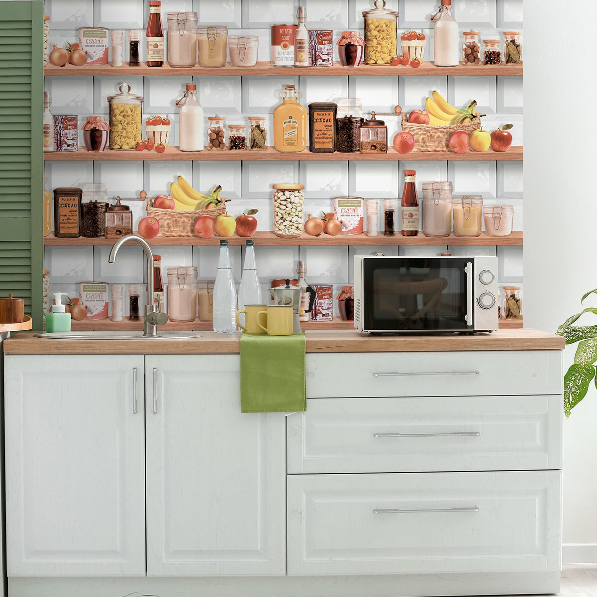 Kitchen Shelf Stories Wallpaper - Multi room view
