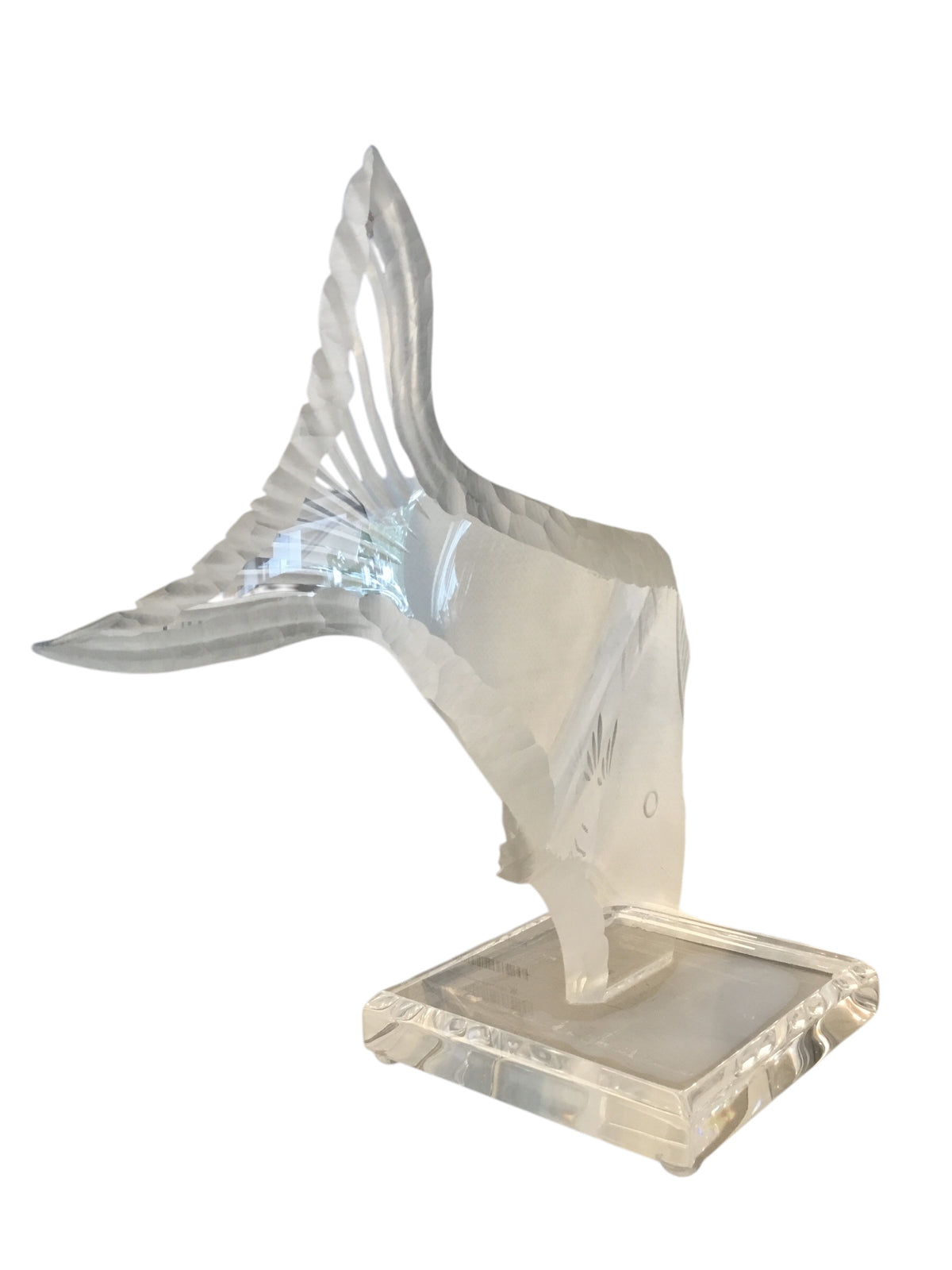 lucite fish on stand