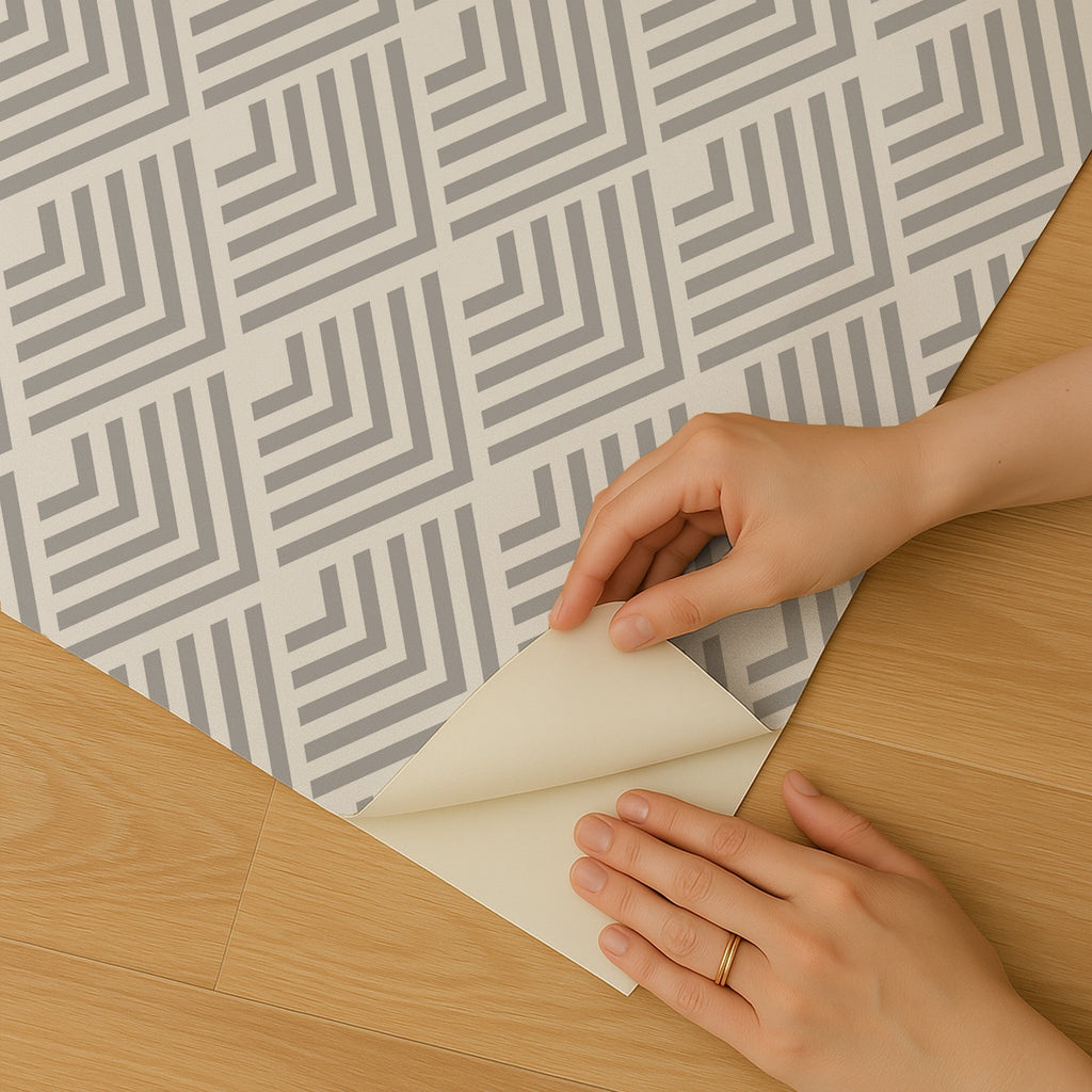 Geometric Chevron Diamond Peel and Stick Wallpaper - Gray room view