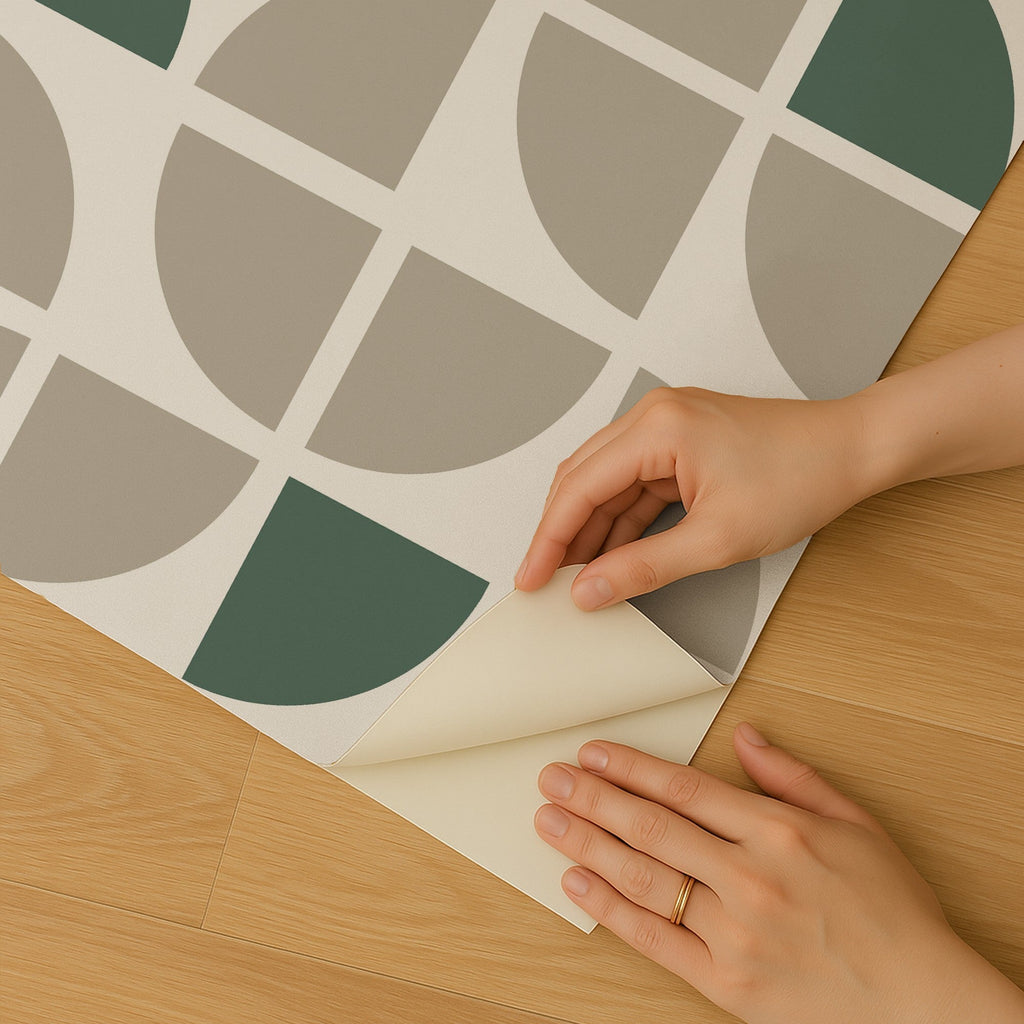Mod Geo Crescents Peel and Stick Wallpaper - Taupe room view