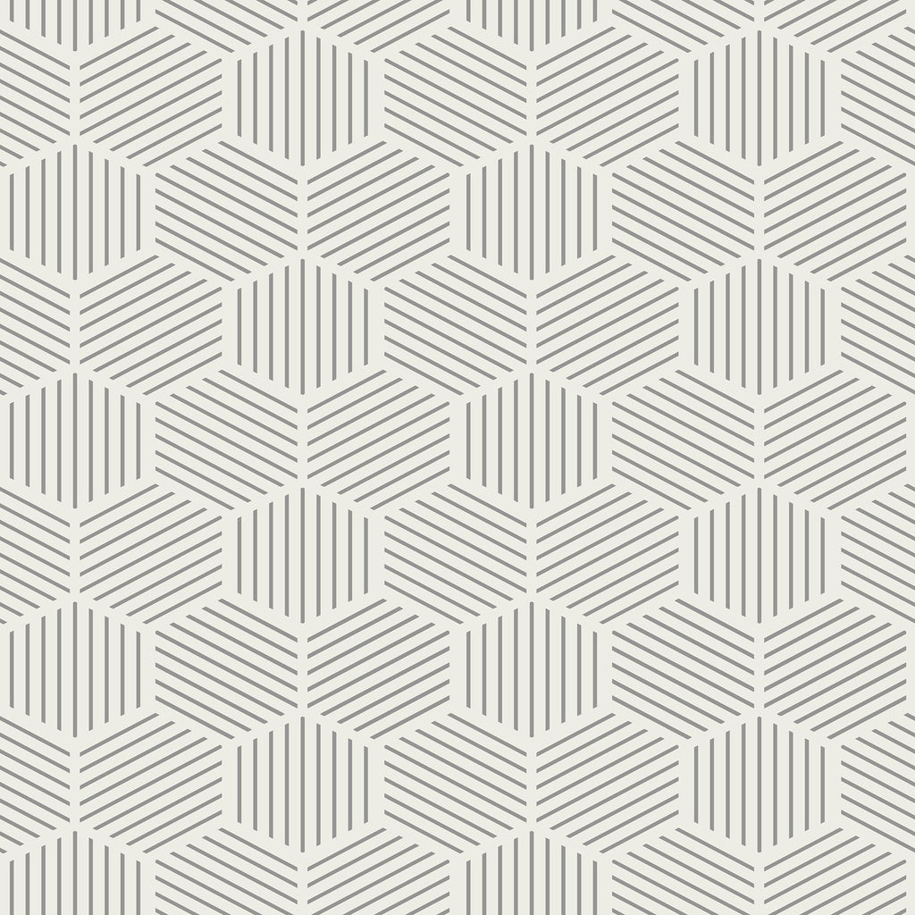 Striped Hexagonal Mosaic Peel and Stick Wallpaper - Gray pattern