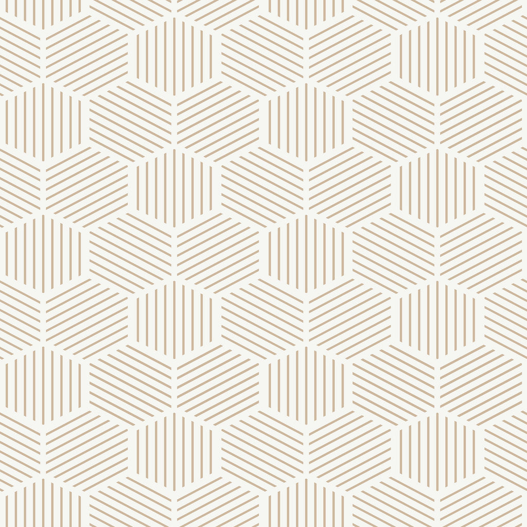 Striped Hexagonal Mosaic Peel and Stick Wallpaper - Taupe pattern