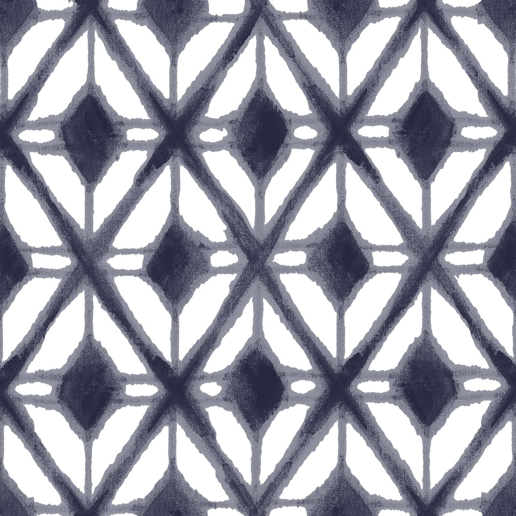 Shibori Geometric Peel and Stick Wallpaper - Navy pattern