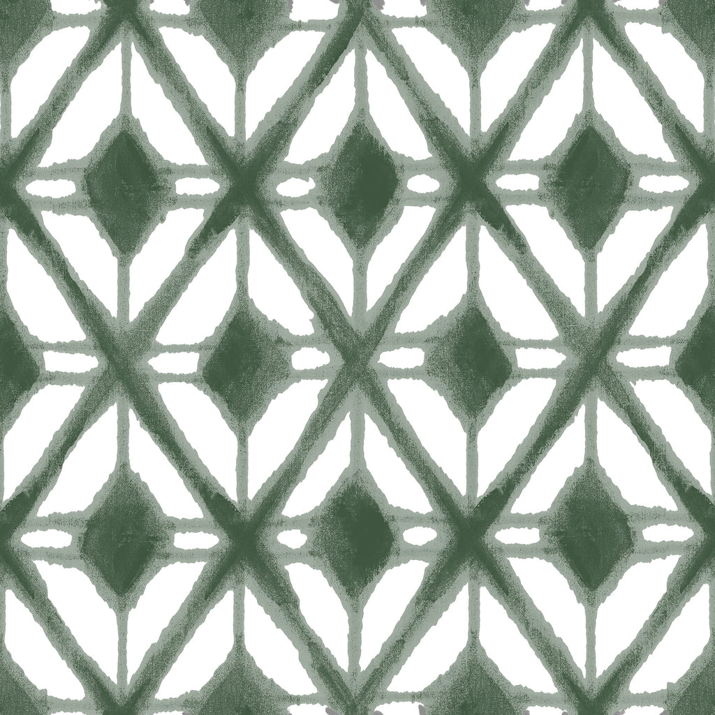 Shibori Geometric Peel and Stick Wallpaper - Green pattern