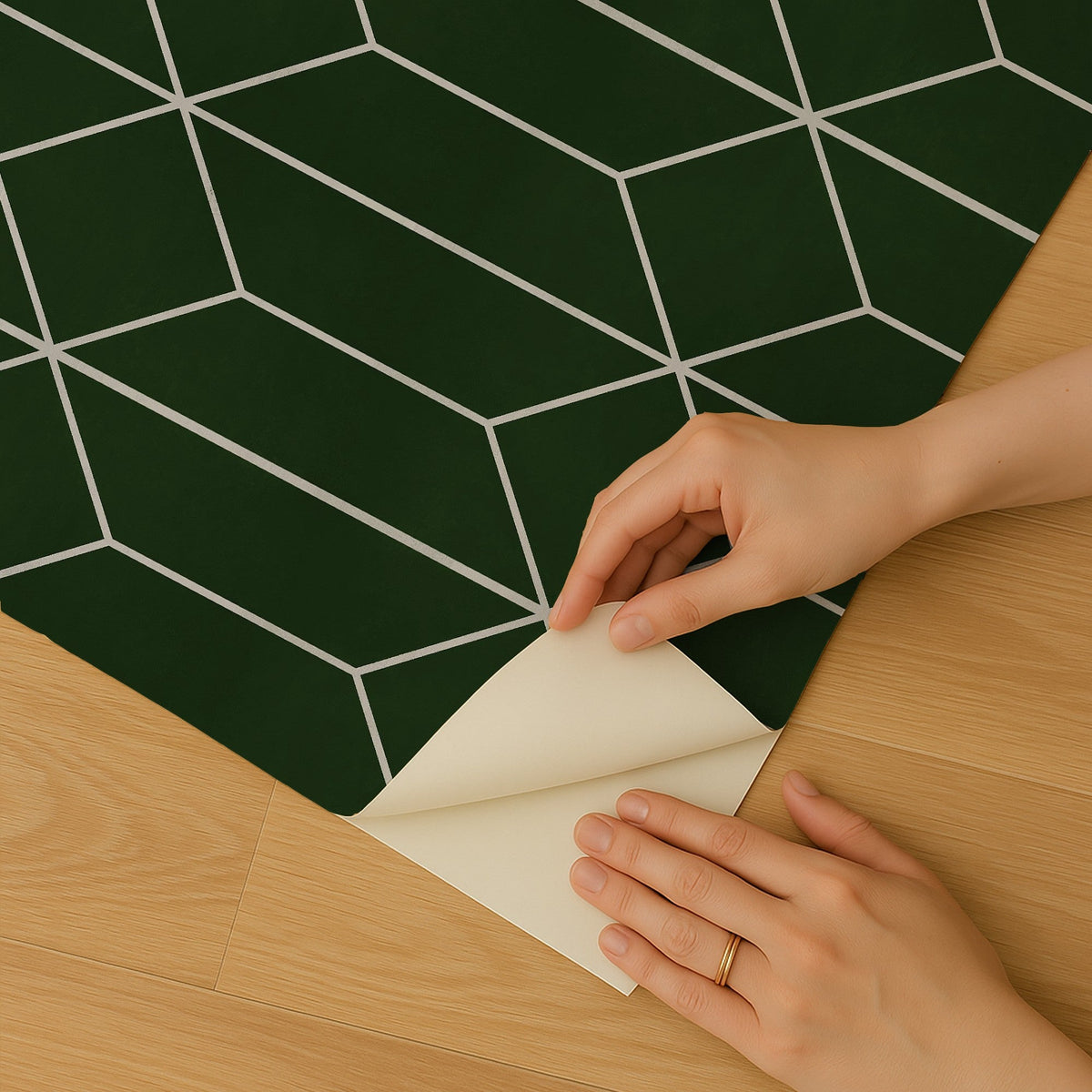 Diamond Trellis Peel and Stick Wallpaper - Green room view