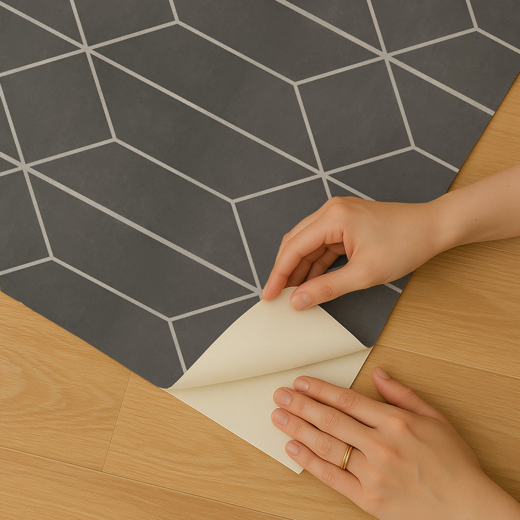 Diamond Trellis Peel and Stick Wallpaper - Gray room view