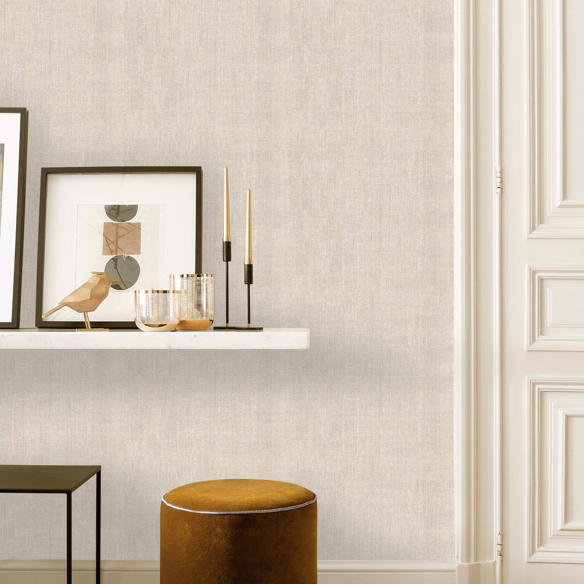 Allure Texture Wallpaper - Cream room view