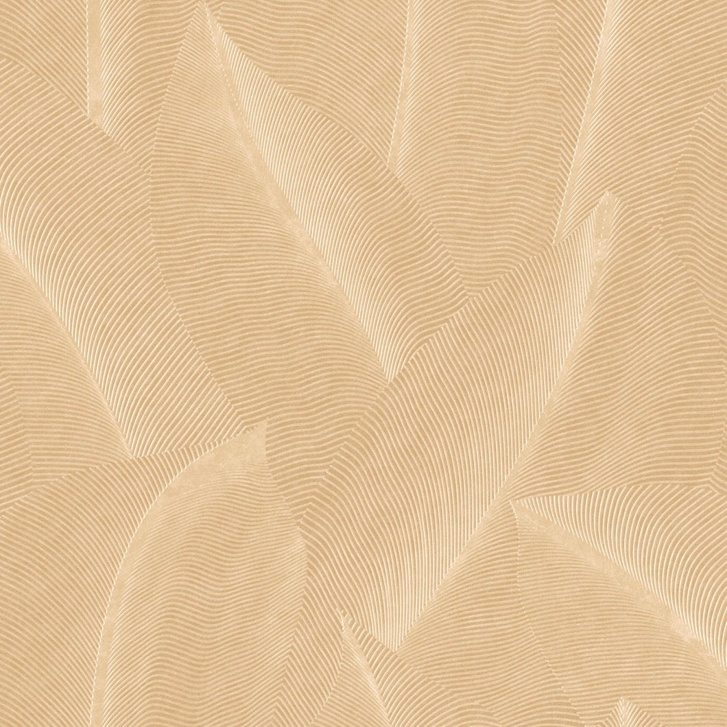 Allure Leaf Wallpaper - Beige pattern
