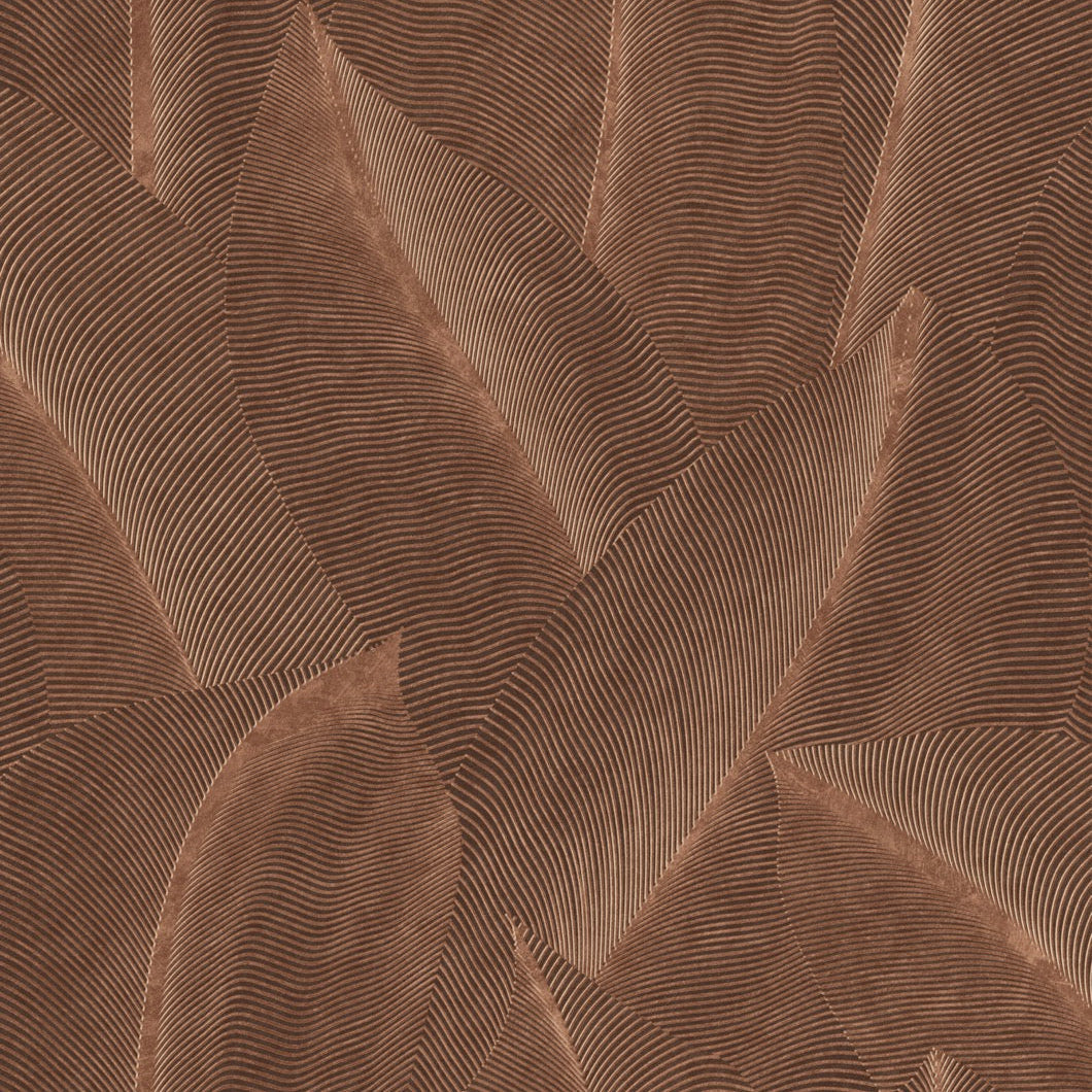 Allure Leaf Wallpaper - Brown pattern