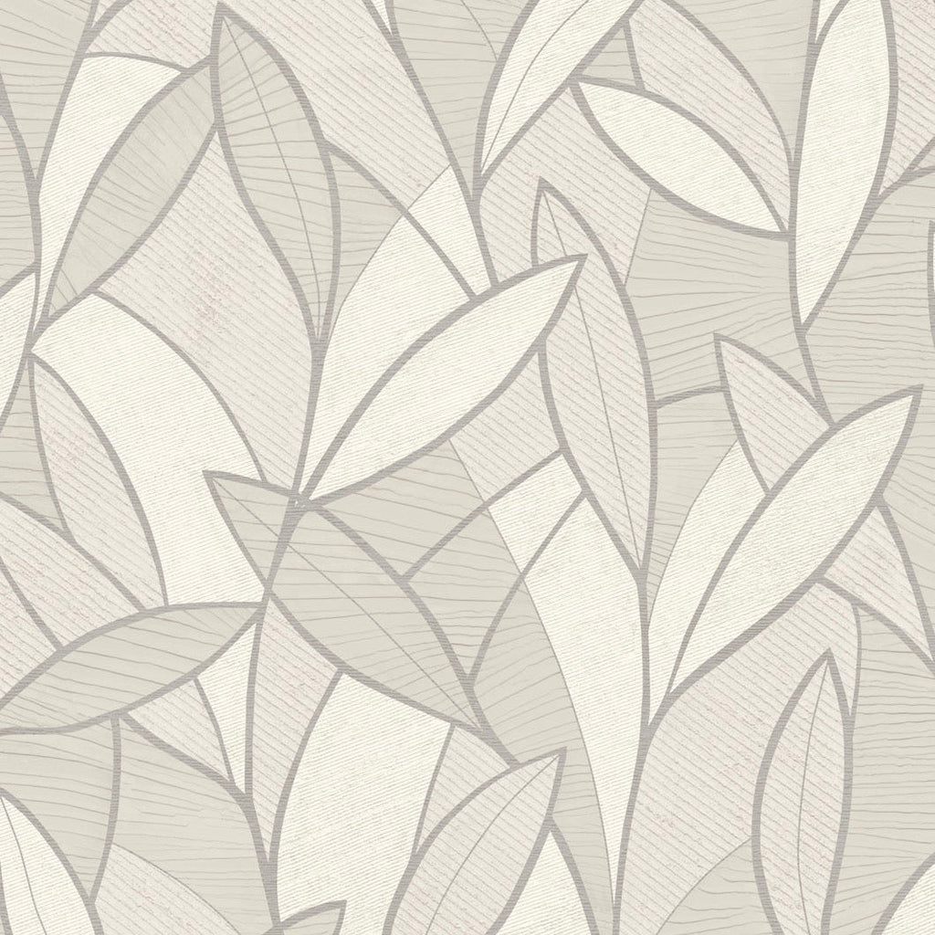Carved Leaf Wallpaper - White pattern