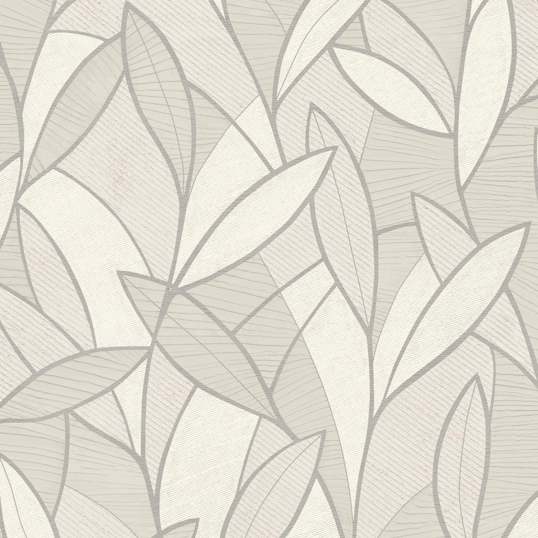 Carved Leaf Wallpaper - White pattern
