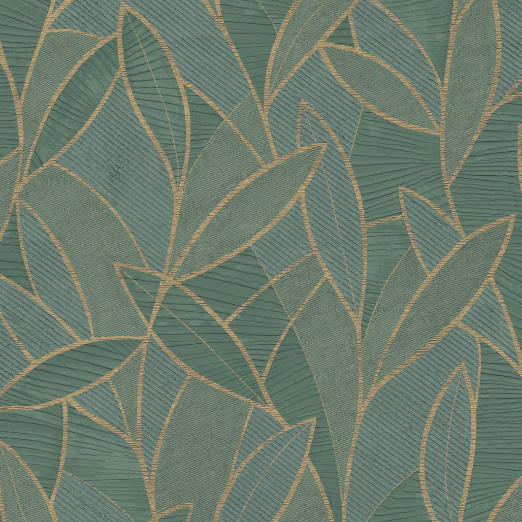 Carved Leaf Wallpaper - Green pattern