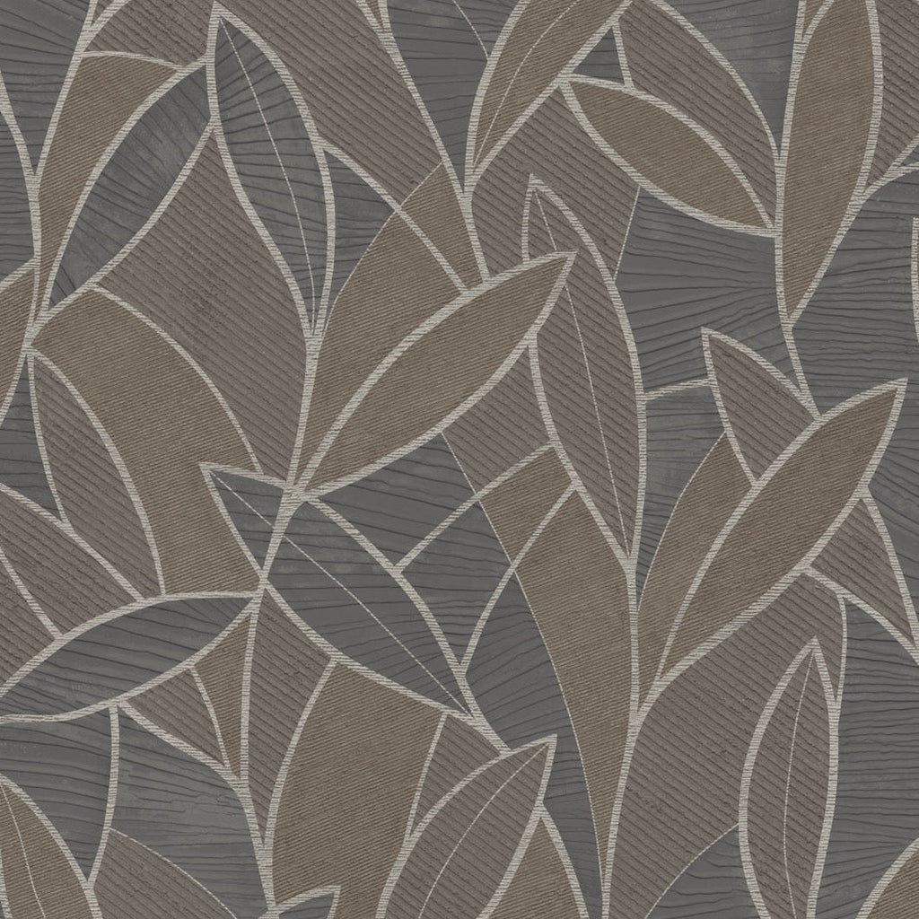 Carved Leaf Wallpaper - Black pattern