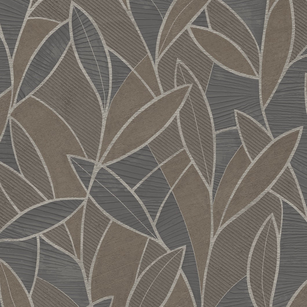 Carved Leaf Wallpaper - Black pattern
