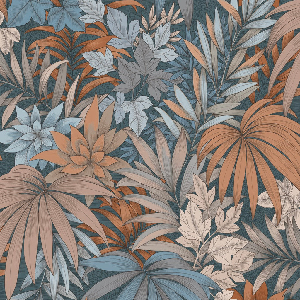 Allure Jungle Wallpaper - Navy pattern