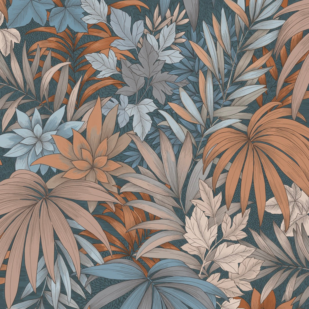 Allure Jungle Wallpaper - Navy pattern