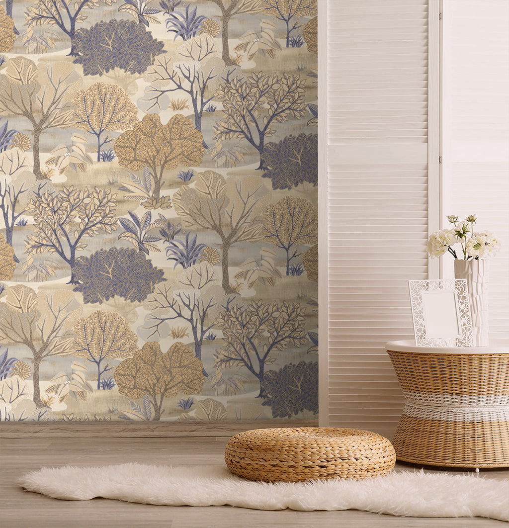 Allure Forest Wallpaper - Beige room view