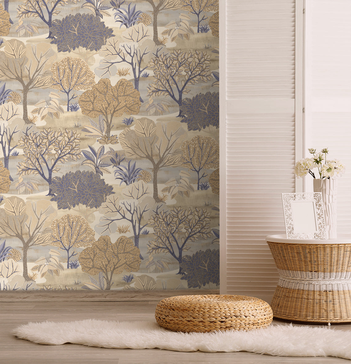 Allure Forest Wallpaper - Beige room view
