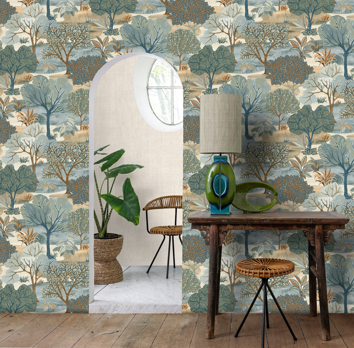 Allure Forest Wallpaper - Blue room view