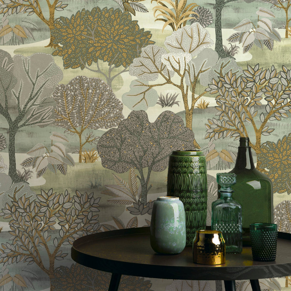Allure Forest Wallpaper - Green room view