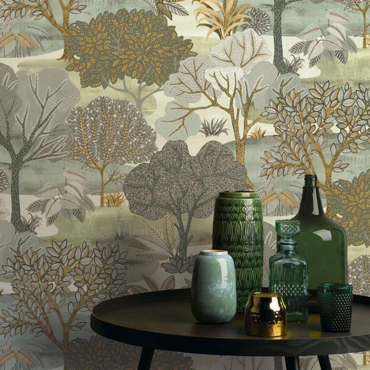 Allure Forest Wallpaper - Green room view